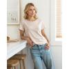 imageStelle Women T Shirts Crew Neck Short Sleeve Shirts Soft Summer Classic Fit TeesOat Milk