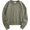 imageStelle Cropped Sweatshirts for Women Cotton Long Sleeve Crop Tops Crewneck Pullover Oversized SweaterUtility Green