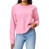 imageStelle Cropped Sweatshirts for Women Cotton Raglan Sleeve Crop Tops Crewneck Pullover Sweat ShirtsBubblegum