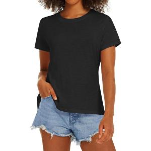 imageStelle Women T Shirts Crew Neck Short Sleeve Shirts Soft Summer Classic Fit TeesBlack