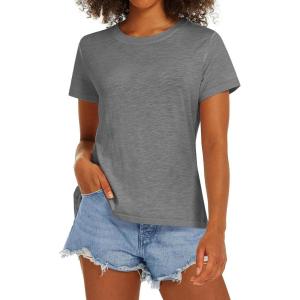 imageStelle Women T Shirts Crew Neck Short Sleeve Shirts Soft Summer Classic Fit TeesDark Grey