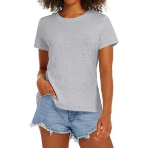 imageStelle Women T Shirts Crew Neck Short Sleeve Shirts Soft Summer Classic Fit TeesGrey