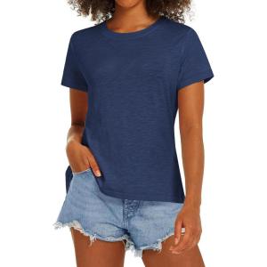 imageStelle Women T Shirts Crew Neck Short Sleeve Shirts Soft Summer Classic Fit TeesNavy