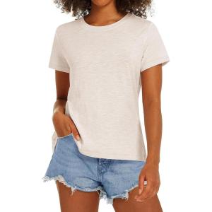 imageStelle Women T Shirts Crew Neck Short Sleeve Shirts Soft Summer Classic Fit TeesOat Milk