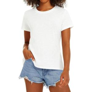 imageStelle Women T Shirts Crew Neck Short Sleeve Shirts Soft Summer Classic Fit TeesOffwhite