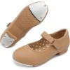 imageStelle Tap Shoes for Girls Boys Patent Leather Detachable Bow Dance ShoesToddlerLittle KidBig KidTan