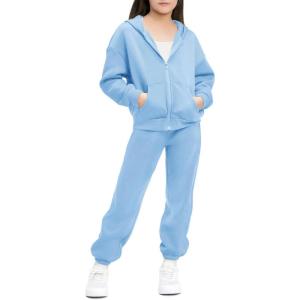 imageStelle Girls Athletic Sweatsuit 2 Pieces Sweatshirts and Pant Long Sleeve Zip Up with Pockets Outfits SetBlue