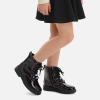 imageStelle Kids Boots Toddler Girl Boots DIY Combat Ankle Boots Side ZipperBlack Pat