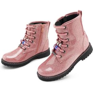 imageStelle Kids Boots Toddler Girl Boots DIY Combat Ankle Boots Side ZipperPink Glitter