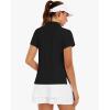 imageStelle Womens V Neck Golf Polo Shirts UPF 50 Short Sleeve Tennis Shirt Collared Workout Tops Quick DryBlack