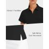 imageStelle Womens V Neck Golf Polo Shirts UPF 50 Short Sleeve Tennis Shirt Collared Workout Tops Quick DryBlack