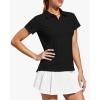 imageStelle Womens V Neck Golf Polo Shirts UPF 50 Short Sleeve Tennis Shirt Collared Workout Tops Quick DryBlack