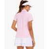 imageStelle Womens V Neck Golf Polo Shirts UPF 50 Short Sleeve Tennis Shirt Collared Workout Tops Quick DryCherry Blossom
