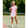 imageStelle Womens V Neck Golf Polo Shirts UPF 50 Short Sleeve Tennis Shirt Collared Workout Tops Quick DryCherry Blossom