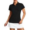 imageStelle Womens V Neck Golf Polo Shirts UPF 50 Short Sleeve Tennis Shirt Collared Workout Tops Quick DryBlack