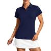 imageStelle Womens V Neck Golf Polo Shirts UPF 50 Short Sleeve Tennis Shirt Collared Workout Tops Quick DryNavy