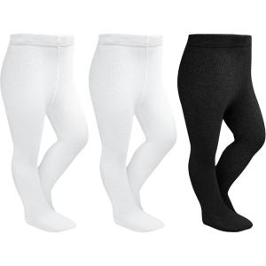 imageStelle Toddler Girls Tights Baby Cable Knit Thick Stockings Cotton Winter Warm Leggings Pantyhose 123 Pack2 White1 Black