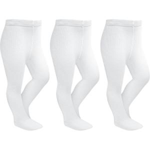 imageStelle Toddler Girls Tights Baby Cable Knit Thick Stockings Cotton Winter Warm Leggings Pantyhose 123 Pack3packwhite