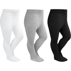 imageStelle Toddler Girls Tights Baby Cable Knit Thick Stockings Cotton Winter Warm Leggings Pantyhose 123 PackBlackwhitegrey