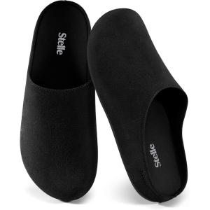 imageStelle Clogs Women Mens Arch Support Suede Soft Cork Footbed Sandals Potato Shoes Slip on Home Slippers NonSlip ComfortBlack
