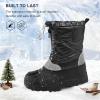 imageStelle Boys Girls Snow Boots for Toddler Kids Winter Outdoor Non Slip Waterproof Mid Calf Warm Shoes with Fur LinedBlack