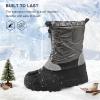imageStelle Boys Girls Snow Boots for Toddler Kids Winter Outdoor Non Slip Waterproof Mid Calf Warm Shoes with Fur LinedGrey
