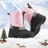 imageStelle Boys Girls Snow Boots for Toddler Kids Winter Outdoor Non Slip Waterproof Mid Calf Warm Shoes with Fur LinedPink