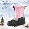 imageStelle Boys Girls Snow Boots for Toddler Kids Winter Outdoor Non Slip Waterproof Mid Calf Warm Shoes with Fur LinedPink