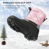 imageStelle Boys Girls Snow Boots for Toddler Kids Winter Outdoor Non Slip Waterproof Mid Calf Warm Shoes with Fur LinedPink