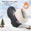 imageStelle Boys Girls Snow Boots for Toddler Kids Winter Outdoor Non Slip Waterproof Mid Calf Warm Shoes with Fur LinedPink