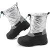 imageStelle Boys Girls Snow Boots for Toddler Kids Winter Outdoor Non Slip Waterproof Mid Calf Warm Shoes with Fur LinedSilver