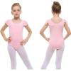 imageStelle Girls Leotards Black Ballet Dance Leotards Ruffle Short Sleeve Gymnastics OutfitsToddlerLittle KidBig KidBallet Pink