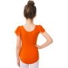 imageStelle Girls Leotards Black Ballet Dance Leotards Ruffle Short Sleeve Gymnastics OutfitsToddlerLittle KidBig KidOrange