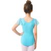 imageStelle Girls Leotards Black Ballet Dance Leotards Ruffle Short Sleeve Gymnastics OutfitsToddlerLittle KidBig KidPool Blue