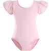 imageStelle Girls Leotards Black Ballet Dance Leotards Ruffle Short Sleeve Gymnastics OutfitsToddlerLittle KidBig KidBallet Pink