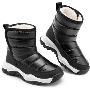 imageStelle Toddler Snow Boots Boys Girls Winter Cold Weather Waterproof Non Slip Warm Shoes for Little KidsBlack