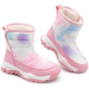 imageStelle Toddler Snow Boots Boys Girls Winter Cold Weather Waterproof Non Slip Warm Shoes for Little KidsTie Dye Marshmallow