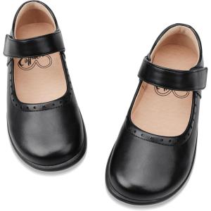imageStelle School Shoes for Girls Mary Jane Dress Shoes Uniform Flats LittleBig KidsBlack