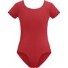 imageStelle Leotards for Girls Ballet Scoop Neck Short Sleeve Leotard Gymnastics Dance UnitardsCrimson