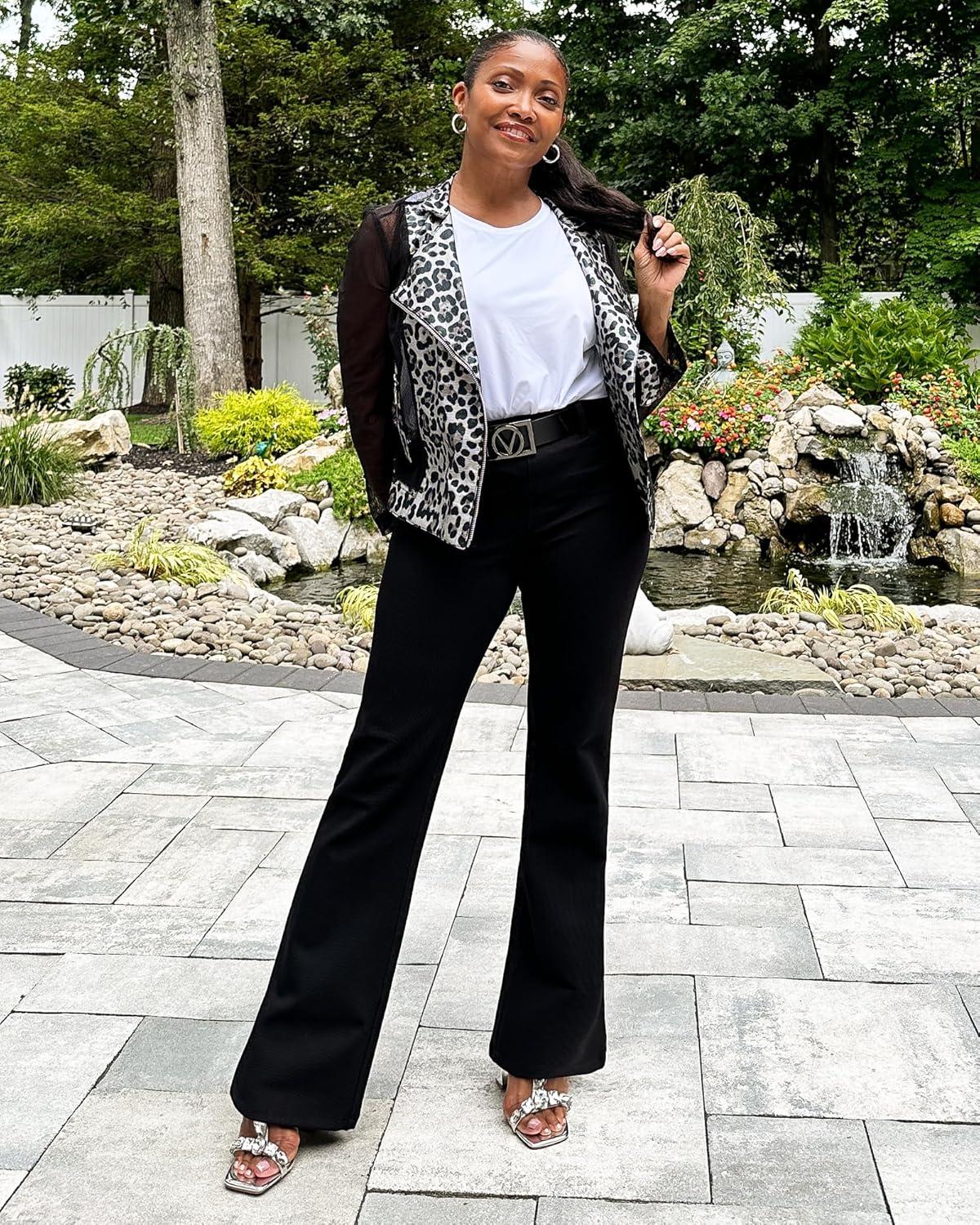 imageStelle Women 28quot30quot 32quot Bootcut Dress Pants Business Casual Work Pants with Pockets Pull On Regular Slacks for OfficeBlack