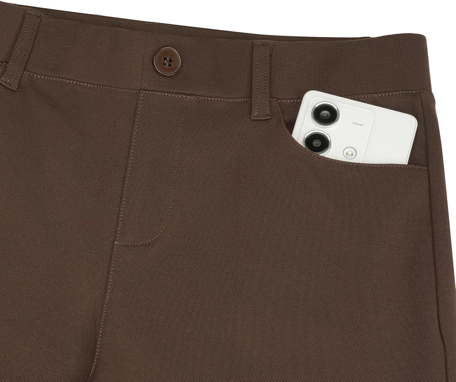 imageStelle Women 28quot30quot 32quot Bootcut Dress Pants Business Casual Work Pants with Pockets Pull On Regular Slacks for OfficeCoffee