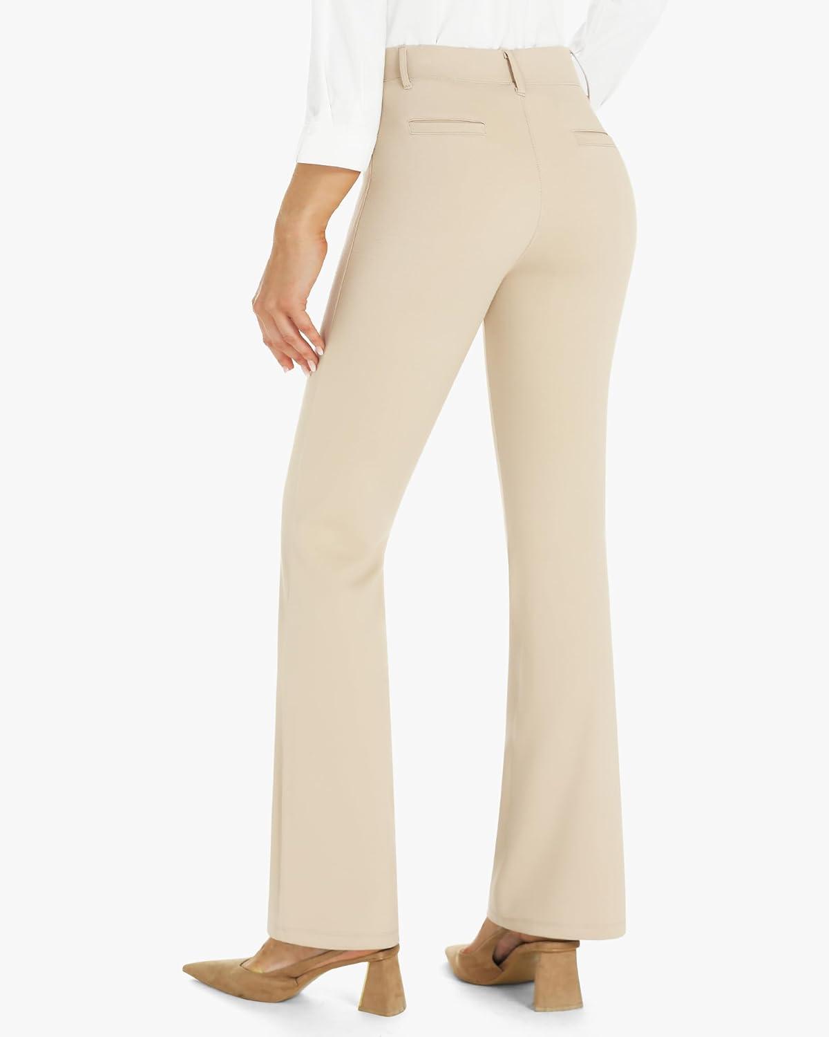 imageStelle Women 28quot30quot 32quot Bootcut Dress Pants Business Casual Work Pants with Pockets Pull On Regular Slacks for OfficeDune