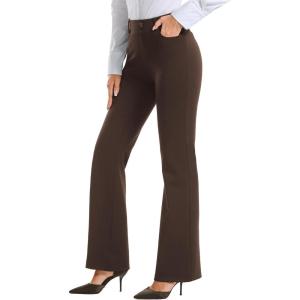 imageStelle Women 28quot30quot 32quot Bootcut Dress Pants Business Casual Work Pants with Pockets Pull On Regular Slacks for OfficeCoffee
