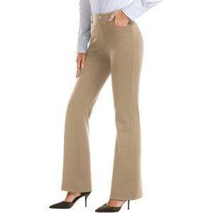 imageStelle Women 28quot30quot 32quot Bootcut Dress Pants Business Casual Work Pants with Pockets Pull On Regular Slacks for OfficeKhaki