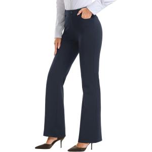 imageStelle Women 28quot30quot 32quot Bootcut Dress Pants Business Casual Work Pants with Pockets Pull On Regular Slacks for OfficeNavy