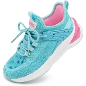 imageSTELLE Girls Tennis Shoes Slipon Kids Sneakers Lightweight Running Shoe Boys Walking Athletic Flats for LittleBig KidsAqua