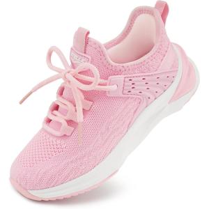 imageSTELLE Girls Tennis Shoes Slipon Kids Sneakers Lightweight Running Shoe Boys Walking Athletic Flats for LittleBig KidsPink