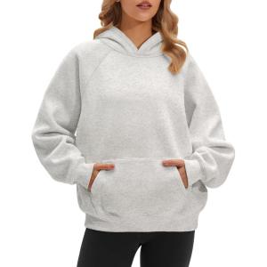 imageSTELLE Women Hoodies Oversized Fleece Long Sleeve Comfy Casual Pullover Sweatshirts 2025 Winter Fall OutfitsLight Heather Grey