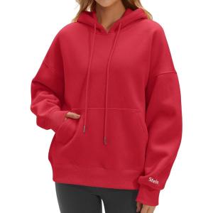 imageSTELLE Womens Oversized Hoodies Fleece Sweatshirts Fall Fashion 2025 Pullover Sweaters Winter ClothesRed