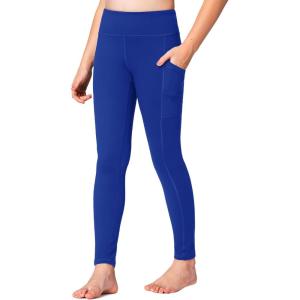 imageStelle Girls Athletic Leggings Kids Dance Running Yoga Pants Workout Active Dance Tights with PocketsCobalt Blue